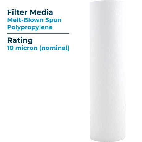 SpiroPure SP-P10 10x2.5 Melt-Blown Polypropylene Filter Cartridge, 10 Micron