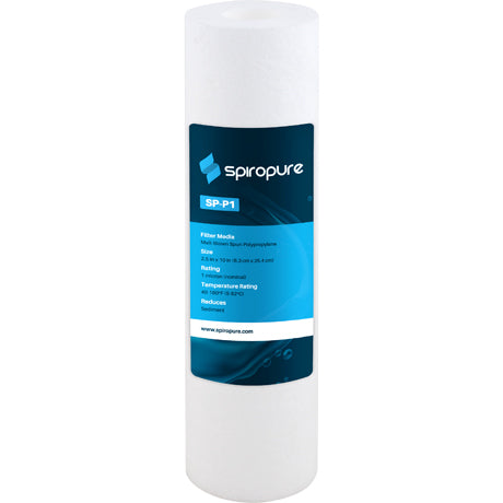 SpiroPure SP-P1 10x2.5 Melt-Blown Polypropylene Filter Cartridge, 1 Micron