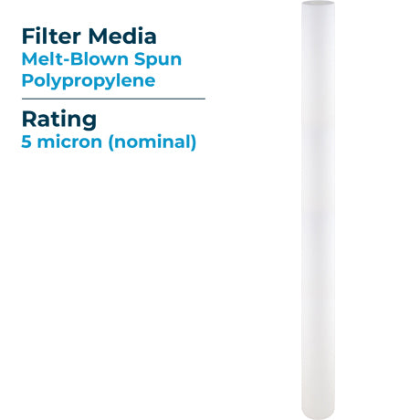 SpiroPure SP-P5-40 40x2.5 Melt-Blown Polypropylene Filter, 5 Micron