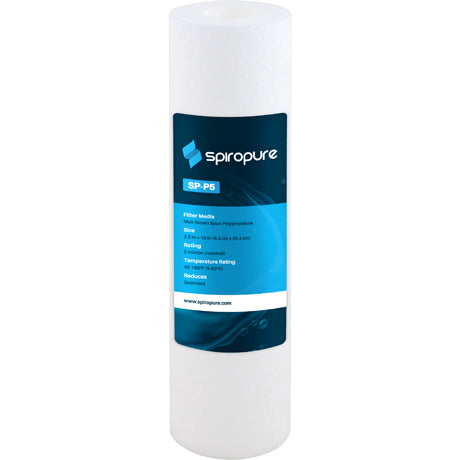 Spun PP Water Filter SpiroPure SP-P5 10x2.5 Melt-Blown Polypropylene Filter, 5 Micron